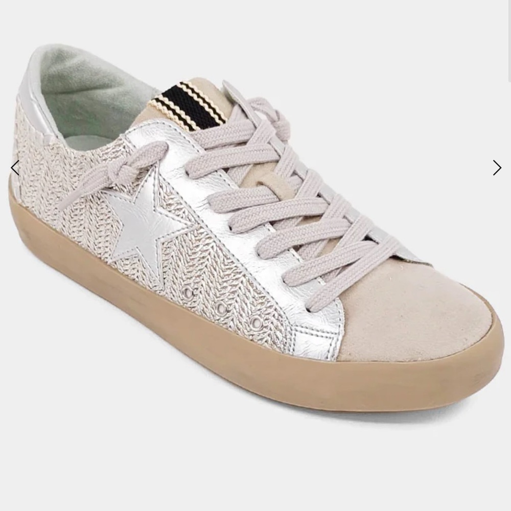 New shu shop Reba Silver and Beige Women's Sneakers size 8.5 - Picture 1 of 13